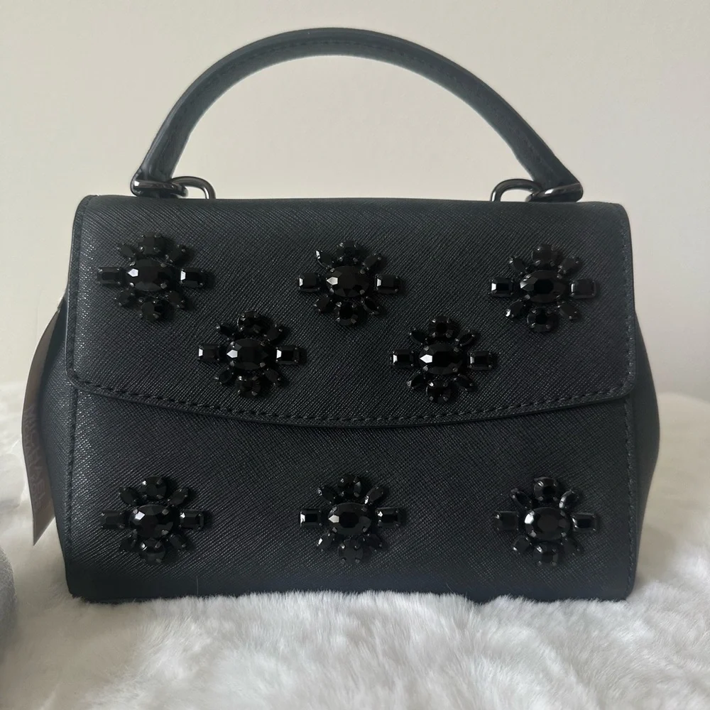 Michael Kors Black Mini Bag with Jeweled Floral Embellishments - Picture 3 of 10